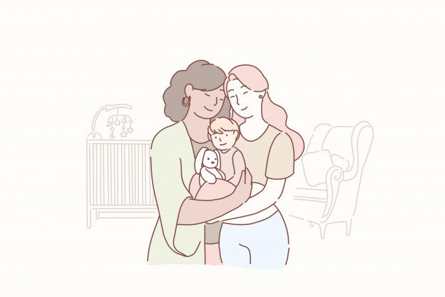 encantadora-familia-lesbianas-dos-mujeres-adultas-pequeno-bebe-pie-juntos-habitacion-ninos-casa_140689-205