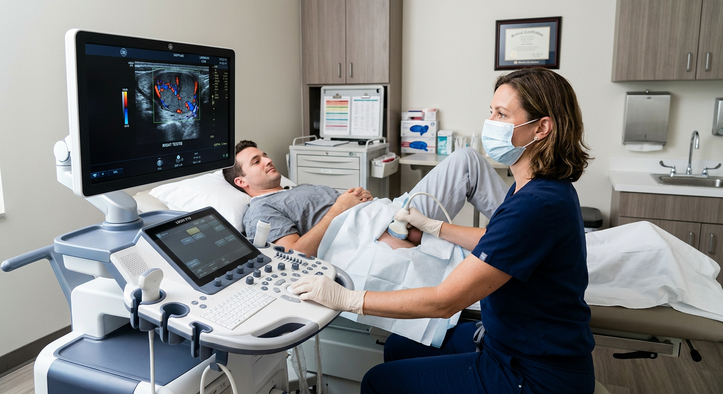 Ecografía Doppler testicular para el diagnóstico de varicocele en consulta